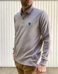 Ανδρική γκρι Polo μακρυμάνικη μπλούζα Plus size Everbest 241032Q