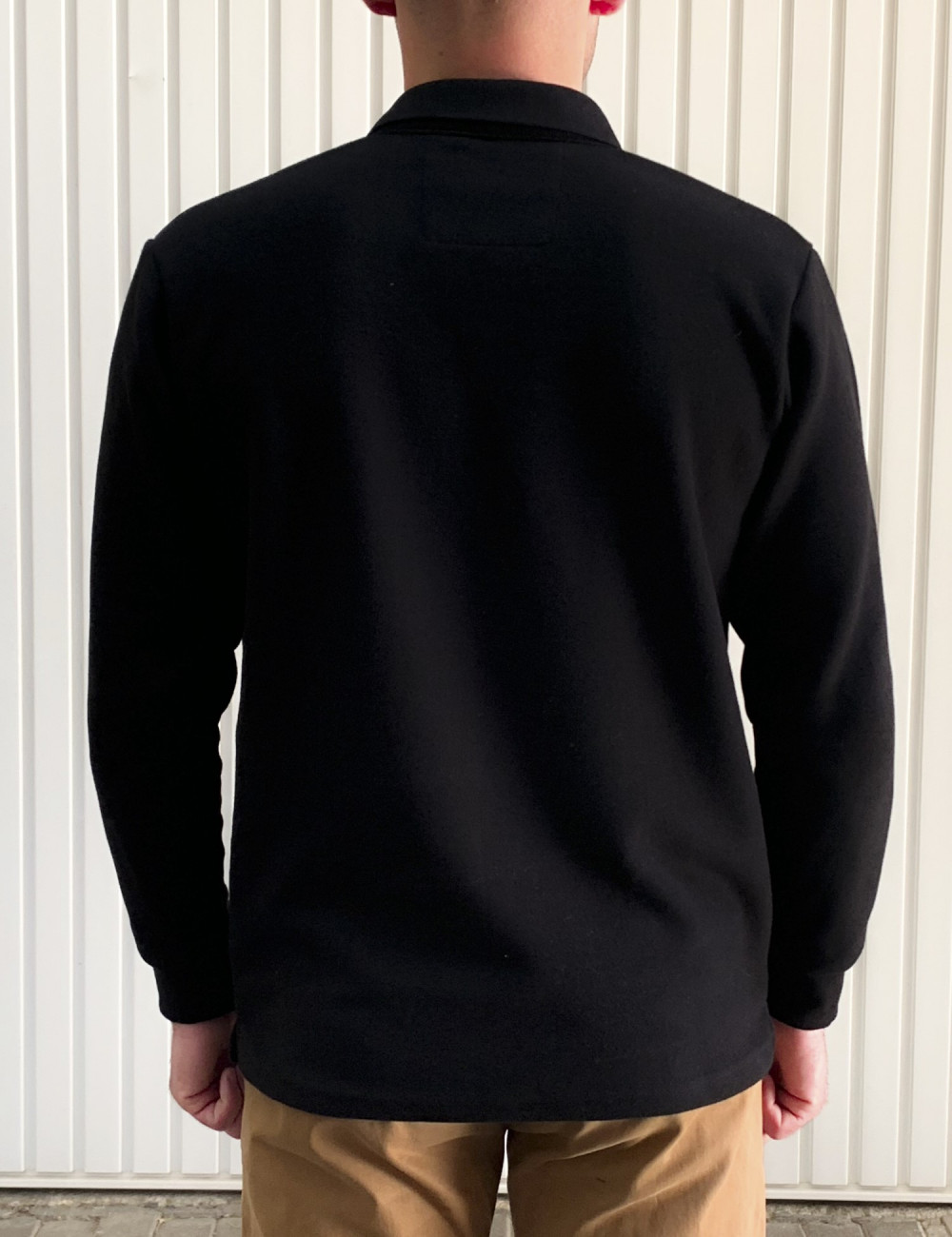 Ανδρική μαύρη Polo μακρυμάνικη μπλούζα Plus size Everbest 241032