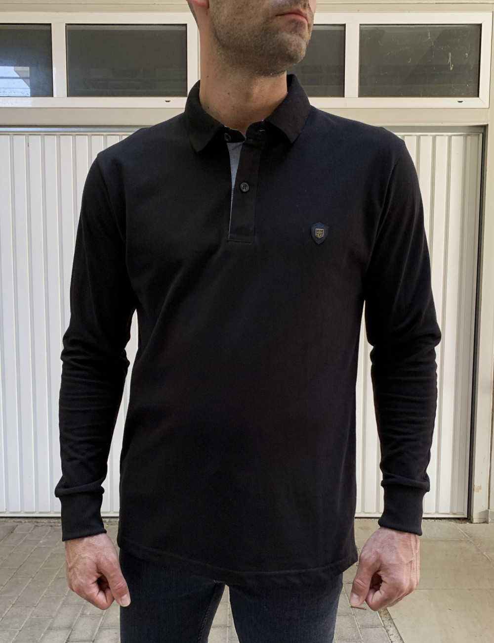 Everbest ανδρική μαύρη Polo πικέ μπλούζα plus size 241999M