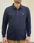 Ανδρική μπλε Polo μακρυμάνικη μπλούζα Plus size Everbest 241032V