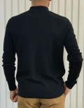 Darious Ανδρικό μαύρο πουλόβερ μονόχρωμο με γιακά 23141
