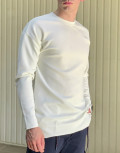Ανδρική λευκή μακρυμάνικη oversized μπλούζα με σαγρέ ύφασμα 1614W