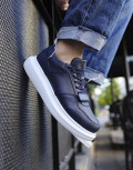 Ανδρικά μπλε Casual Sneakers δερματίνη με Scratch CH073L