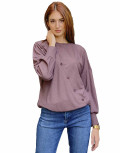 Lipsy Γυναικεία καφέ ριπ μπλούζα με κουμπιά 2220027K