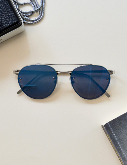 Γυναικεία γυαλιά ηλίου οβάλ καθρέπτης μπλε Premium S7079R