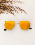 Γυναικεία χρυσό πολύγωνα γυαλιά ηλίου καθρέπτης με χρυσό σκελετό Luxury LS3065G