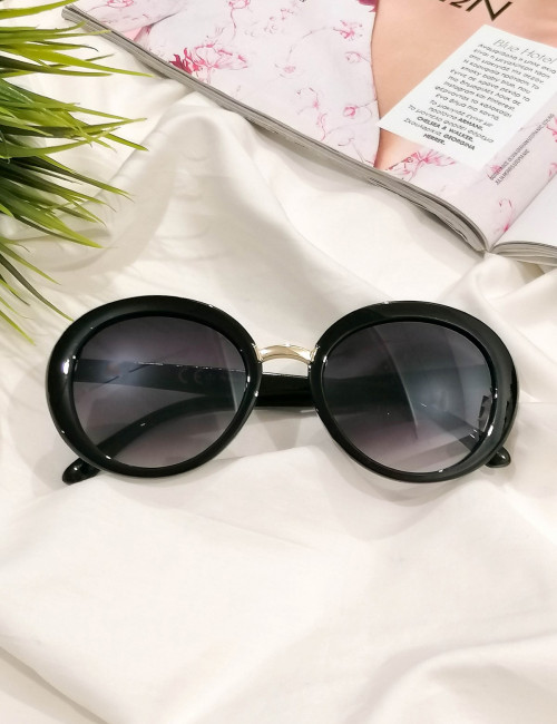Γυναικεία μαύρα οβάλ κοκκάλινα γυαλιά ηλίου Premium S6051
