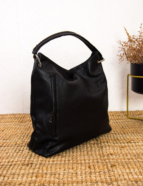 Γυναικεία μαύρη μονόχρωμη τσάντα ώμου CK5632B