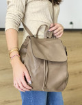 Γυναικεία μπεζ τσάντα πλάτης πουγκί δερματίνη 01274K