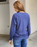 Lipsy Γυναικεία μπλε ριπ μπλούζα με κουμπιά 2220027B