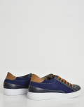 Ανδρικά δερμάτινα Sneakers Nice Step μπλε με κορδόνια 775