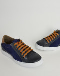 Ανδρικά δερμάτινα Sneakers Nice Step μπλε με κορδόνια 775