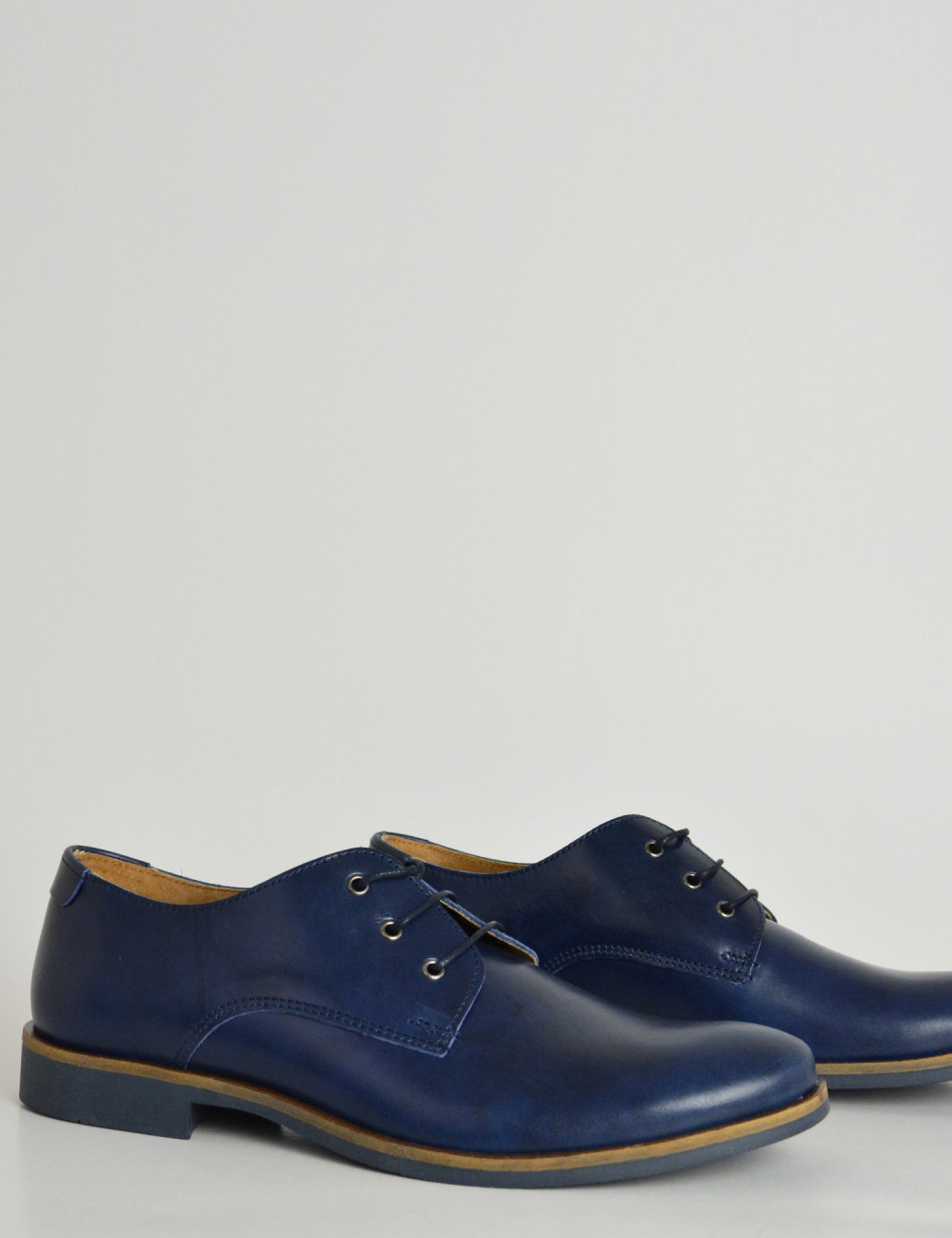 Ανδρικά δερμάτινα παπούτσια Nice Step μπλε δετά 791