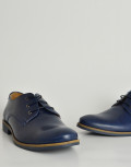 Ανδρικά δερμάτινα παπούτσια Nice Step μπλε δετά 791