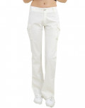 Γυναικείο λευκό τζιν παντελόνι καμπάνα πλάγιες τσέπες 8TF17K