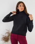 Γυναικείο μαύρο πλεκτό πουλόβερ BT0202D