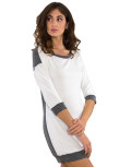 Γυναικείο λευκό φόρεμα με ζακάρ σχέδιο κοντό μανίκι 91098