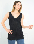 Γυναικεία μαύρη αμάνικη μπλούζα ιριδίζον UK301116