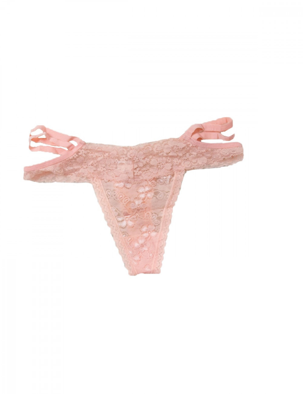 Γυναικείο ροζ δαντελωτό string εσώρουχο 19090S