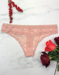 Γυναικείο ροζ string δαντελωτό με σχέδιο 3631