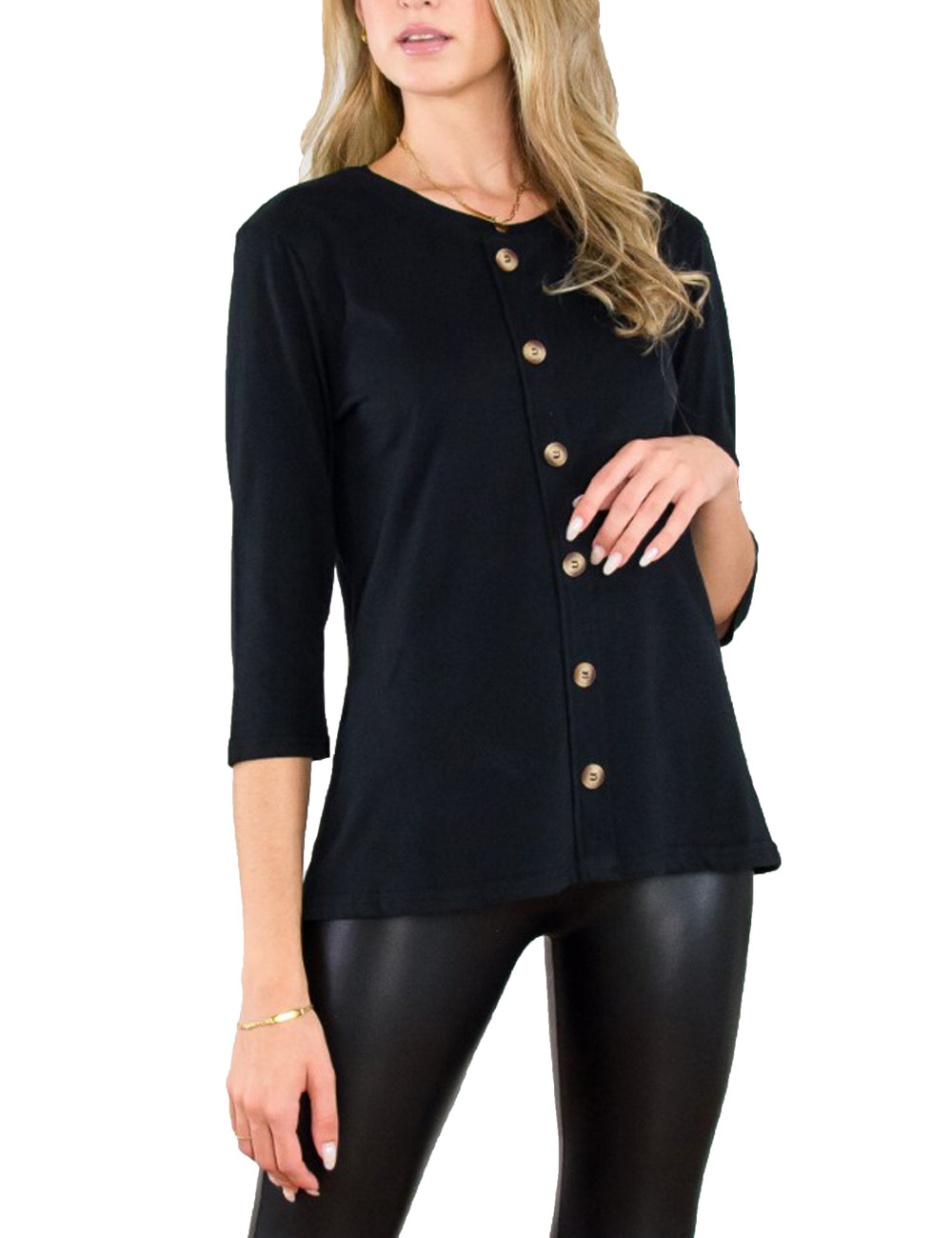 Lipsy γυναικεία μαύρη μπλούζα με κουμπιά 2210004C