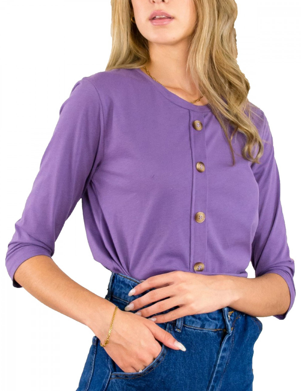 Lipsy γυναικεία μωβ μπλούζα με κουμπιά 2210004