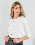 Lipsy γυναικεία λευκή μπλούζα με κουμπιά 2210004Q