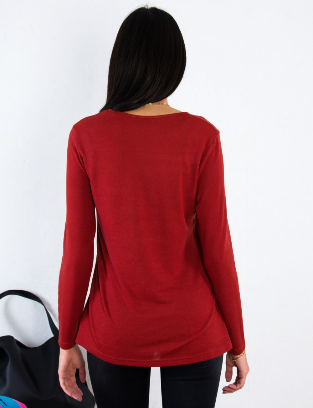 Γυναικεία κεραμιδί μακρυμάνικη μπλούζα 2210059K