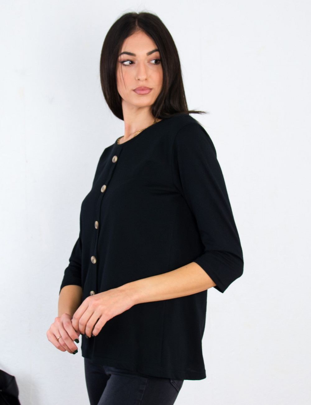 Lipsy γυναικεία μαύρη μπλούζα με κουμπιά 2210004C