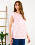 Lipsy γυναικεία ρόζ κοντομάνικη μπλούζα με βολάν 1210059