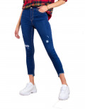 Γυναικείο μπλε τζιν παντελόνι σωλήνας με σκισίματα LY26924
