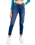 Γυναικείο μπλε τζιν παντελόνι με φθορές RW537946