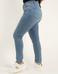 Γυναικείο μπλε ελαστικό τζιν παντελόνι σωλήνας Plus Size 5721
