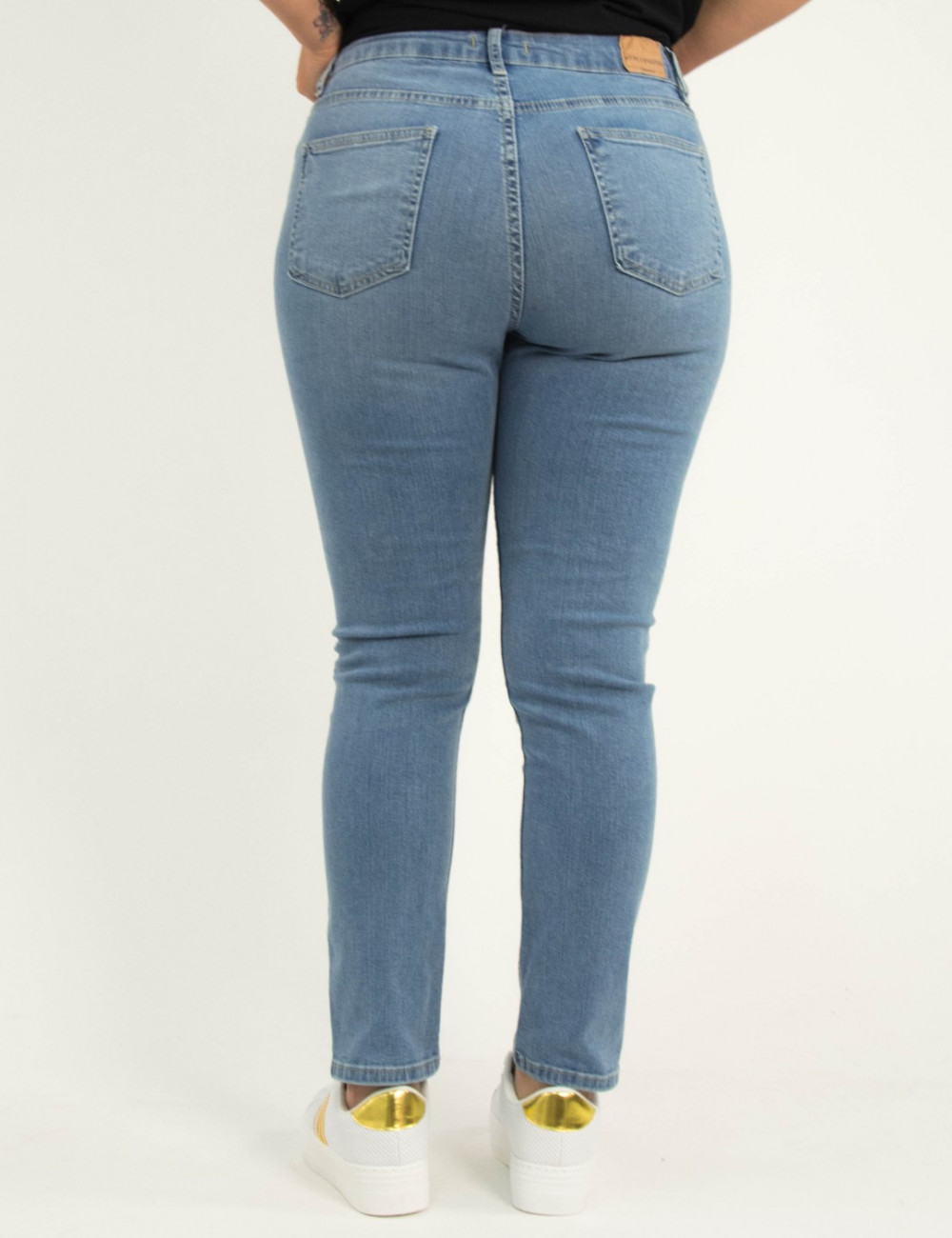Γυναικείο μπλε ελαστικό τζιν παντελόνι σωλήνας Plus Size 5721