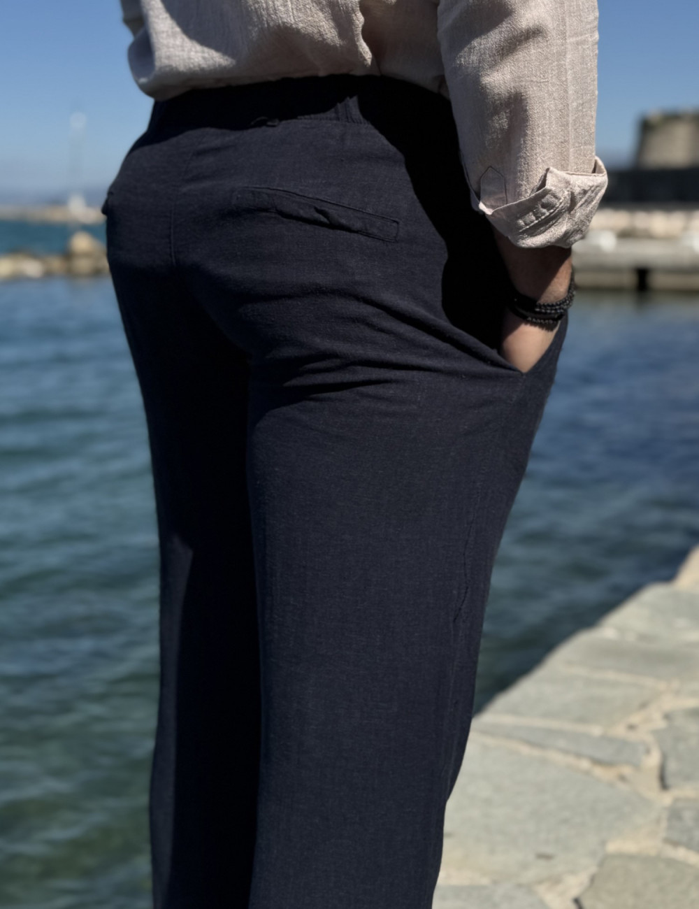 Ανδρικό παντελόνι υφασμάτινο λινό.