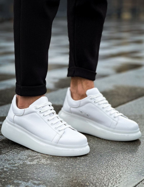 Ανδρικά λευκά δίσολα Sneakers λαστιχένια σόλα CH295W