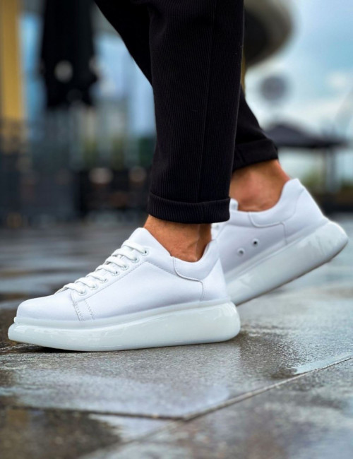 Ανδρικά λευκά δίσολα Sneakers λαστιχένια σόλα CH295W