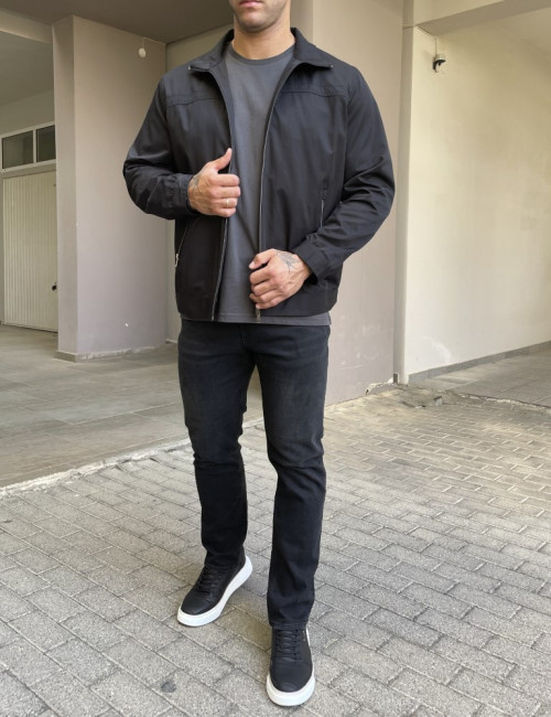 Ανδρικό μαύρο Jacket με γιακά D18052