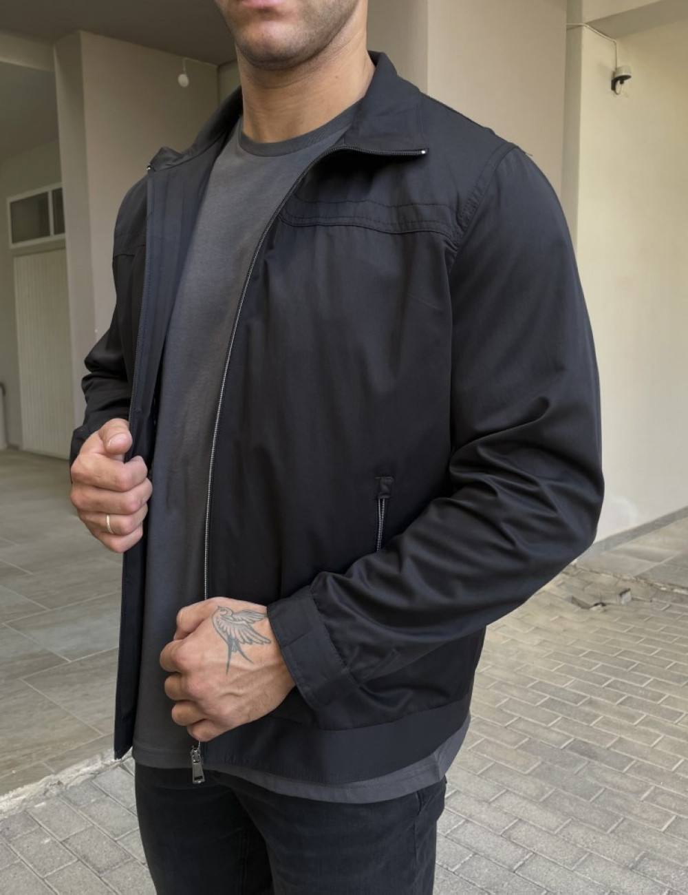 Ανδρικό μαύρο Jacket με γιακά D18052