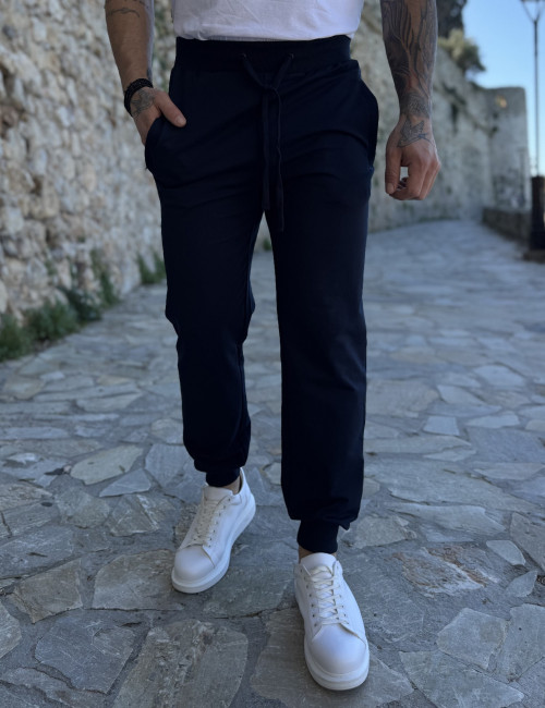 Ανδρική αθλητική μπλε navy φόρμα με λάστιχο 50125