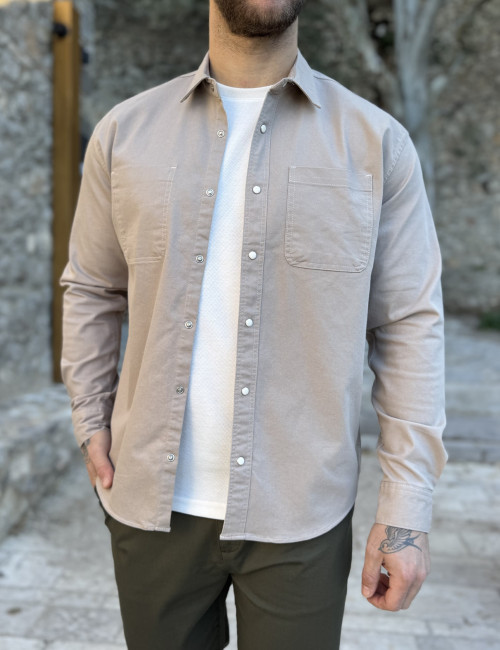 Marrakech ανδρικό μπεζ πουκάμισο με τσέπες TST2779