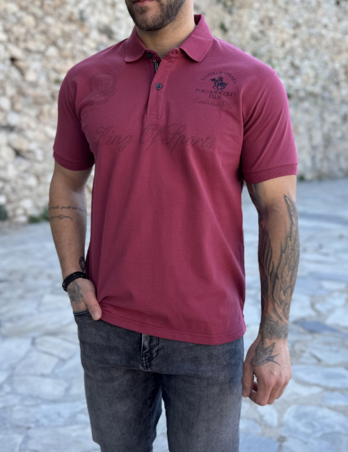 Everbest ανδρική κερασί Polo μπλούζα με σχέδια Plus Size 252828K