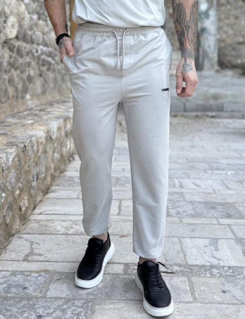 Ανδρική γκρι φόρμα με λάστιχο και λογότυπο στο πλάι ES302