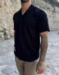 Ανδρικό κοντομάνικο πουκάμισο γκοφρέ σε oversized γραμμή.