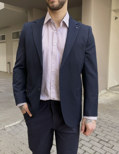 Ανδρικό μπλε σακάκι με τσέπες 6596B