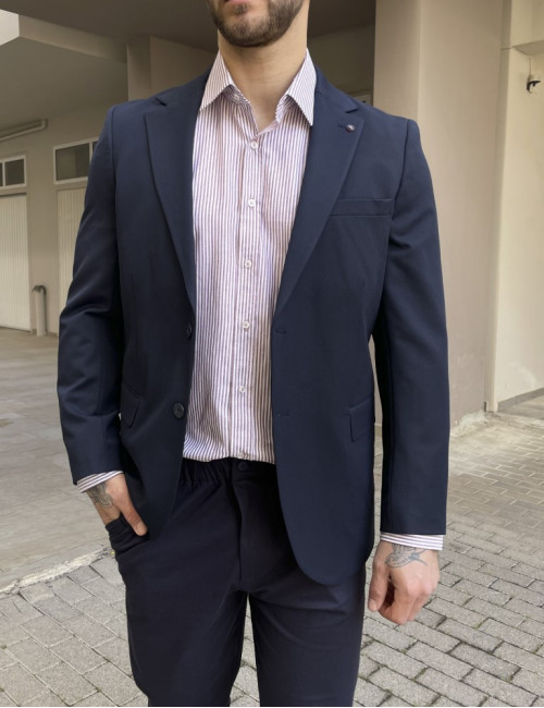 Ανδρικό μπλε σακάκι με τσέπες 6596B