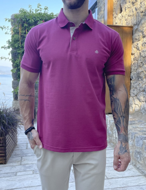 Everbest ανδρική κερασί πικέ Polo μπλούζα Plus Size 252834R