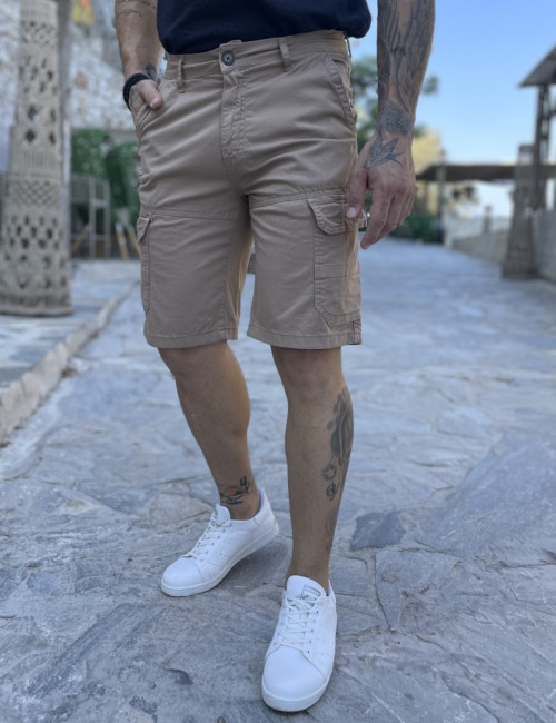 Ανδρική μπεζ cargo βερμούδα 424623