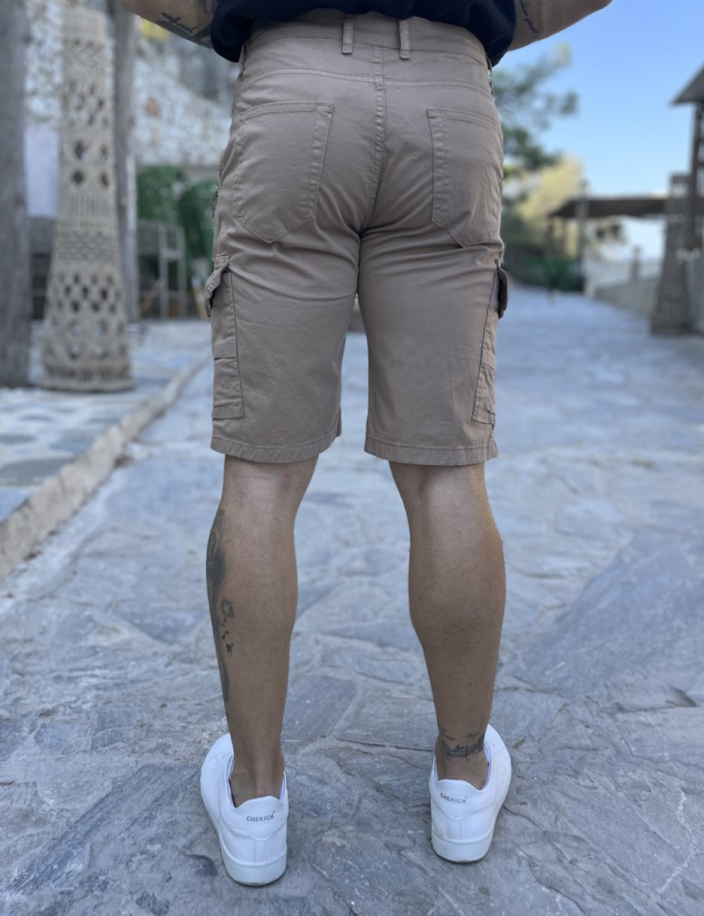 Ανδρική μπεζ cargo βερμούδα 424623