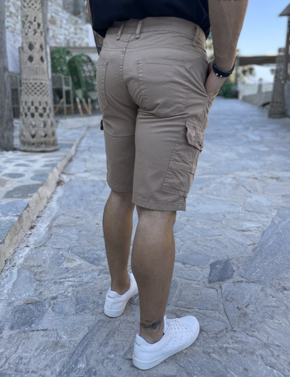Ανδρική μπεζ cargo βερμούδα 424623